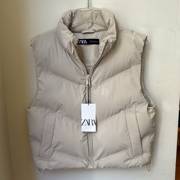 NWT Zara Faux leather Quilted Puffer Vest - Picture 7 of 9